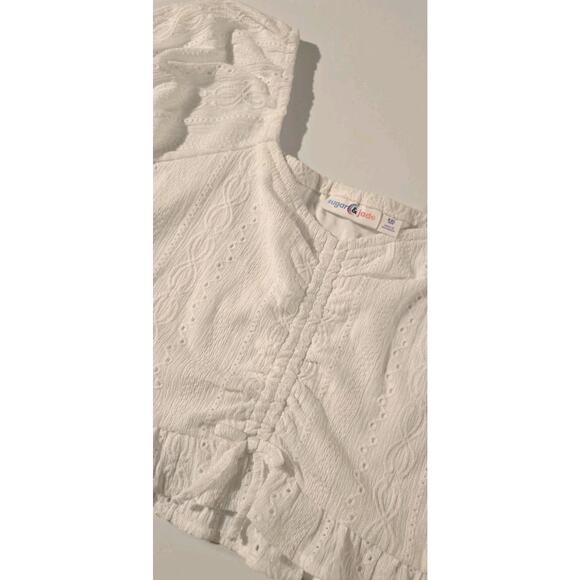 Sugar & Jade White Cropped Blouse Girl's Size XXL 14-16 - Picture 3 of 6